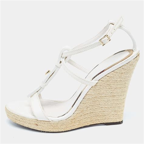 burberry white leather wedge with ankle strap|Burberry sandals farfetch.